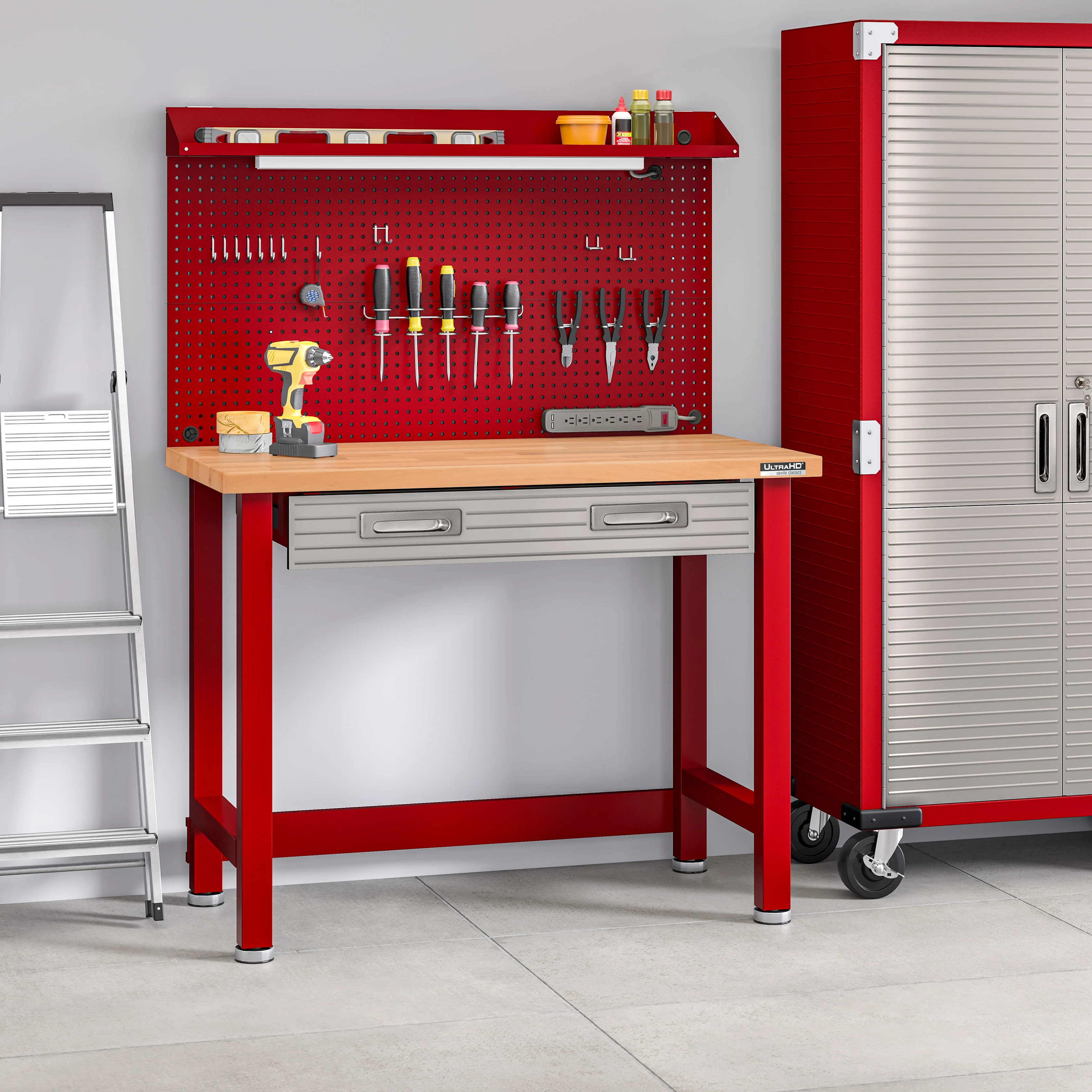 UltraHD® Lighted Workcenter w/ Wood Top and Pegboard - Image 53