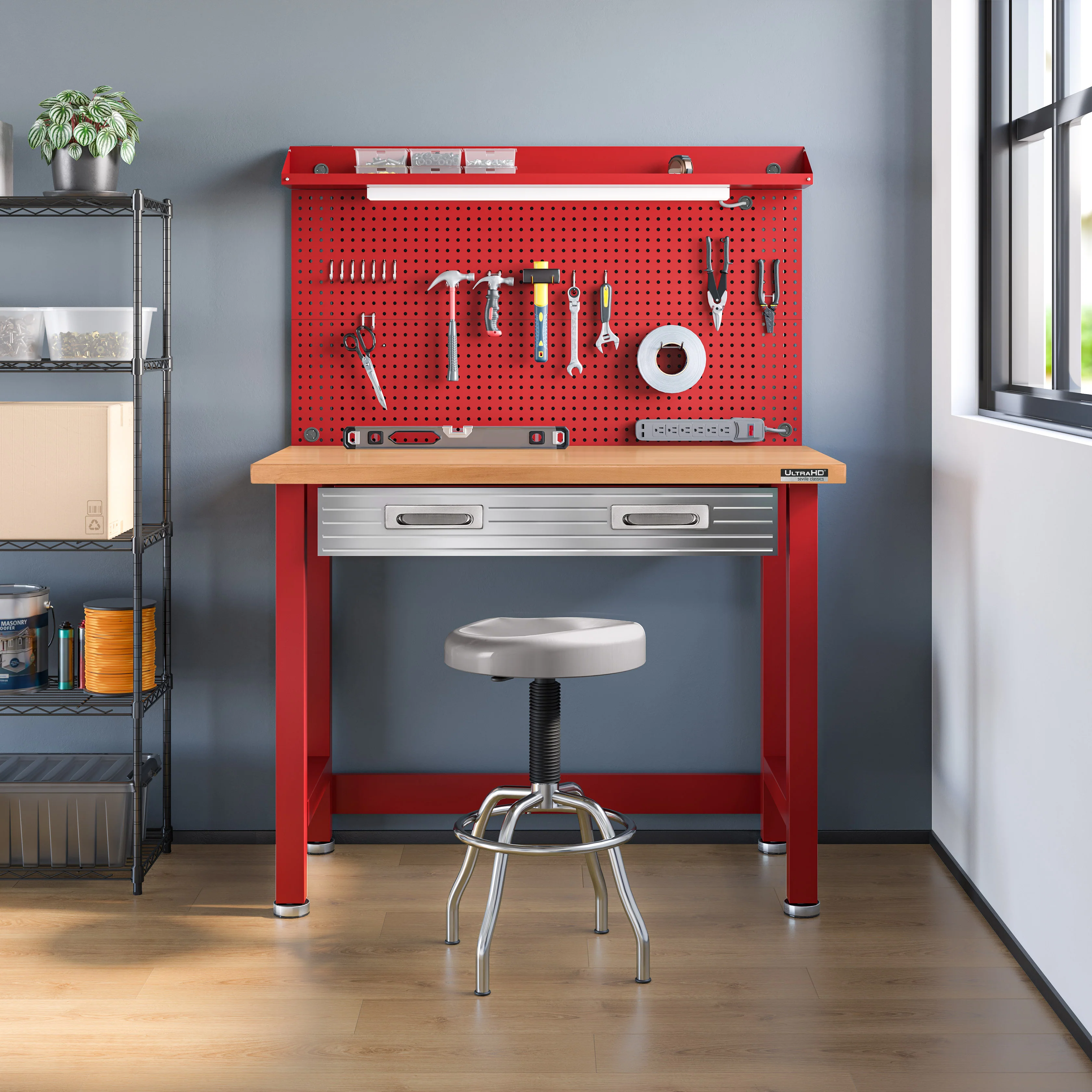 UltraHD® Lighted Workcenter w/ Wood Top and Pegboard - Image 55