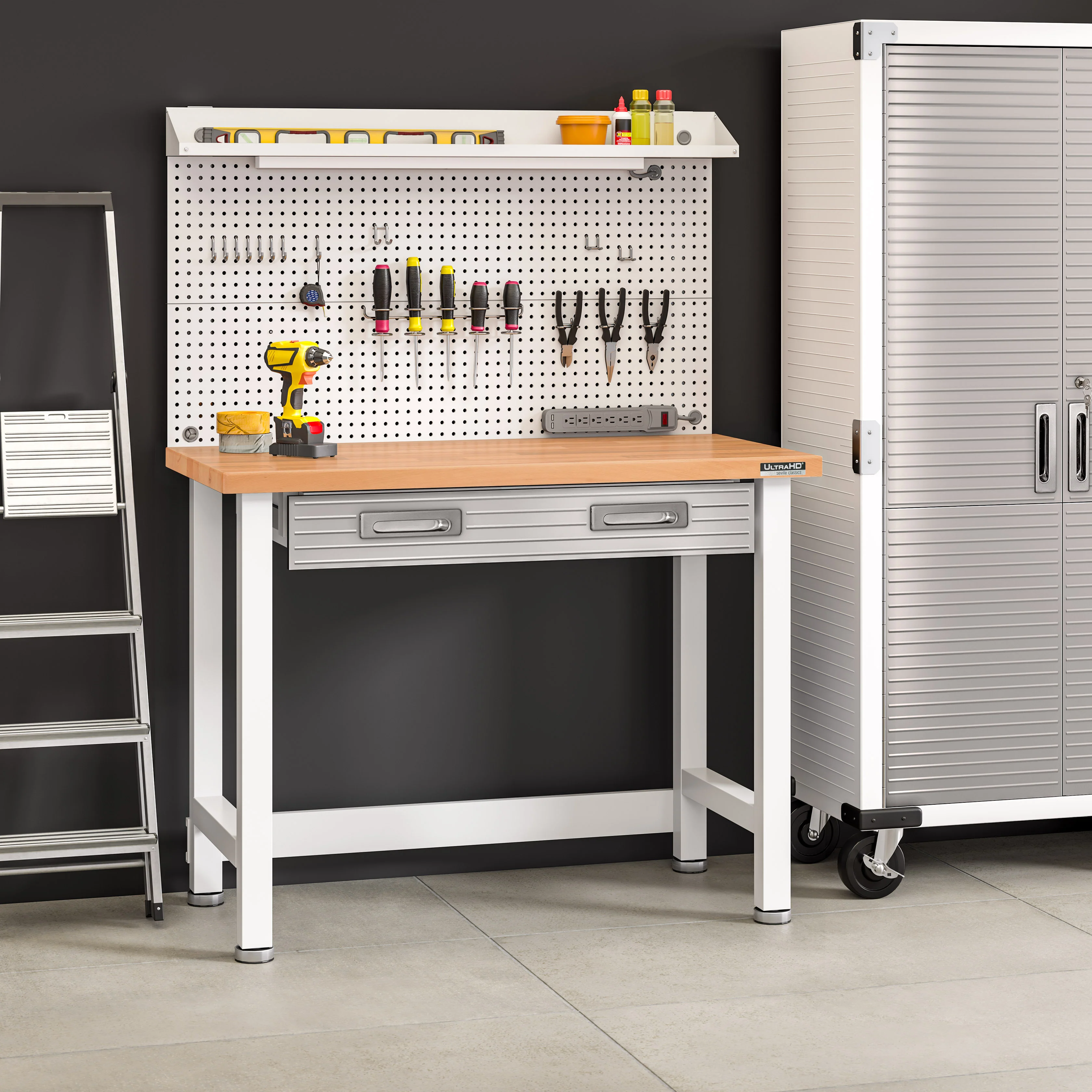 UltraHD® Lighted Workcenter w/ Wood Top and Pegboard - Image 62