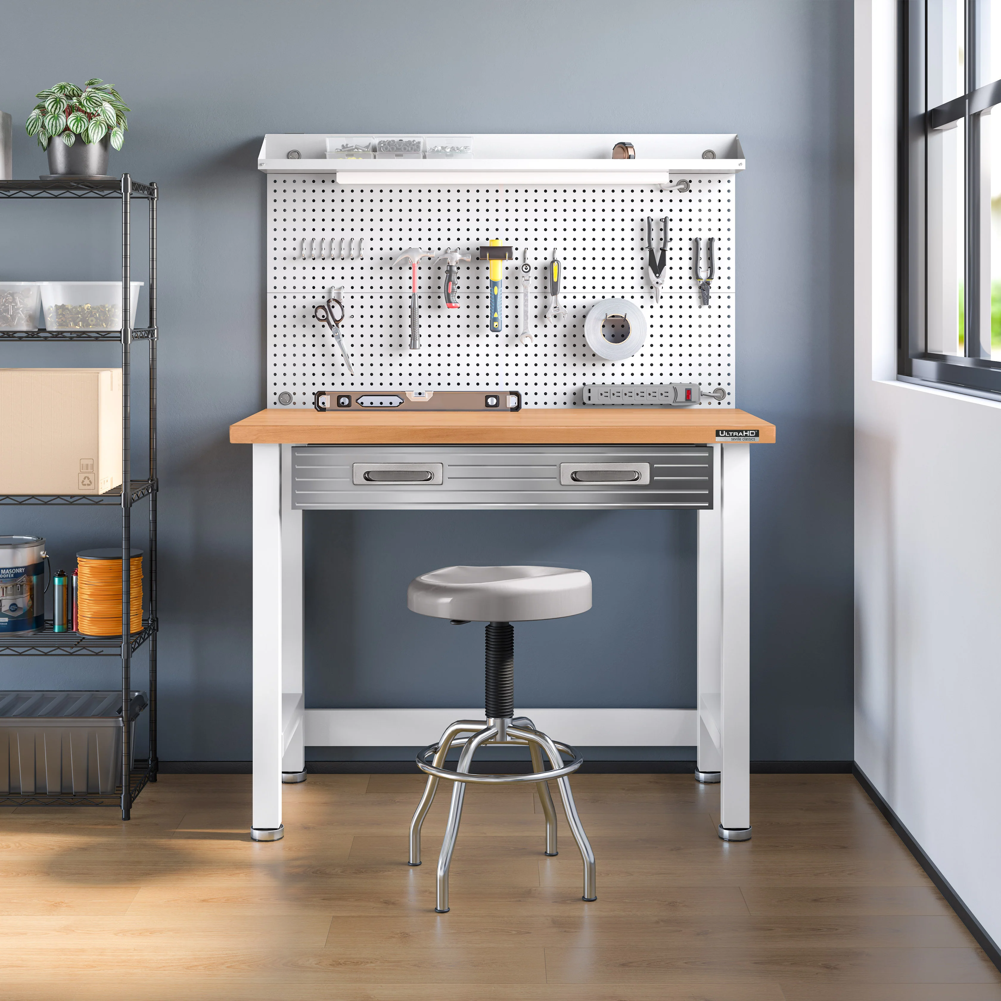 UltraHD® Lighted Workcenter w/ Wood Top and Pegboard - Image 64