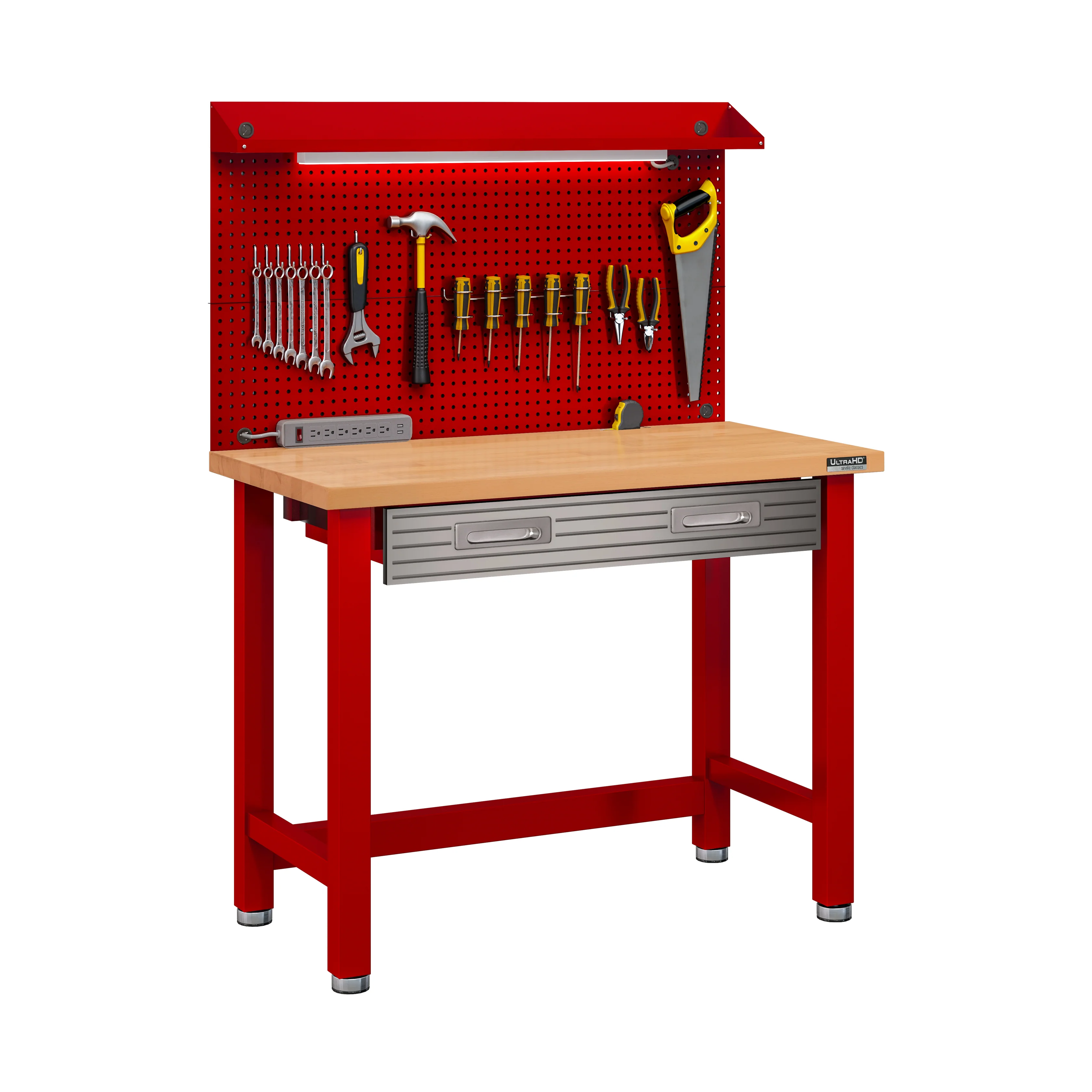 UltraHD® Lighted Workcenter w/ Wood Top and Pegboard - Image 65
