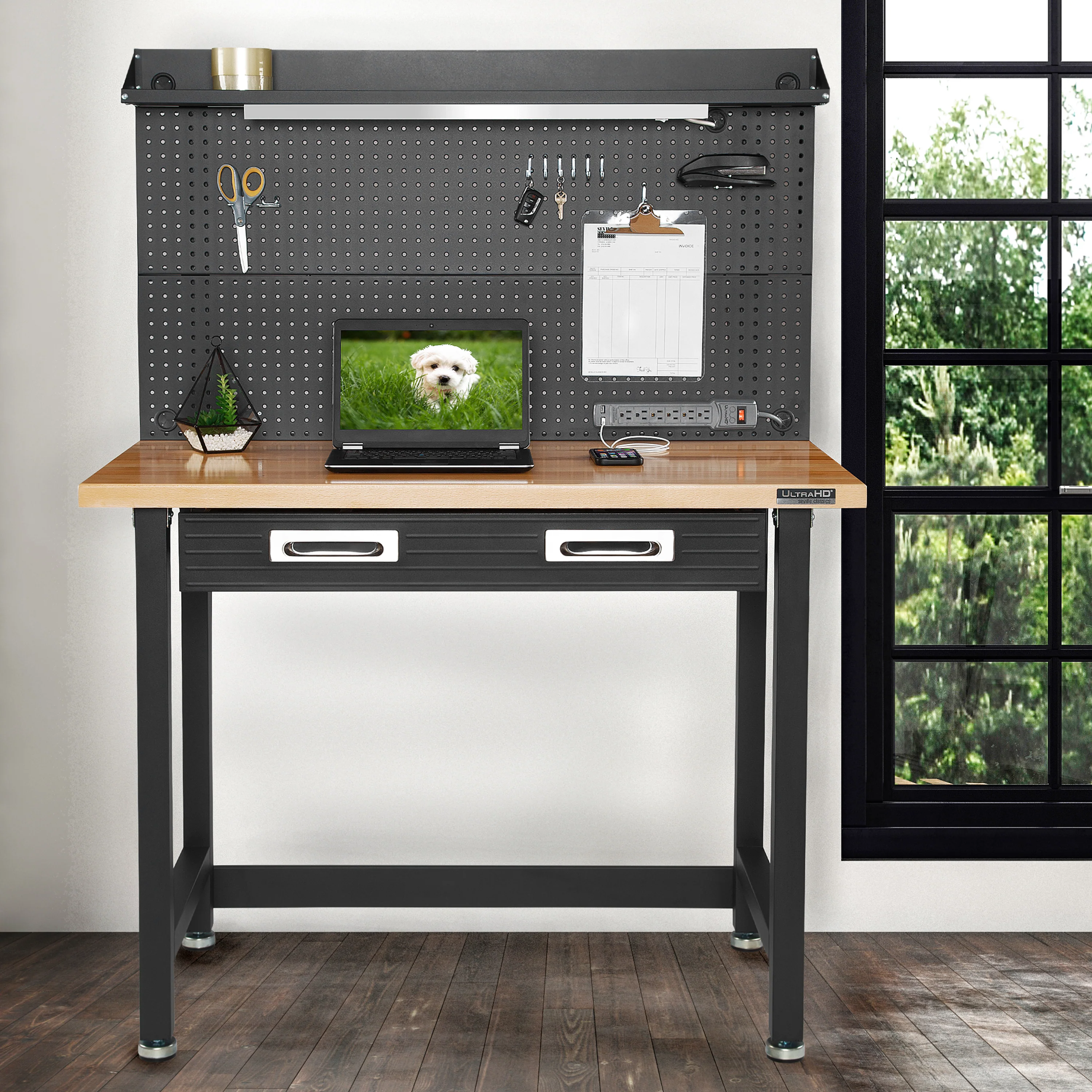 UltraHD® Lighted Workcenter w/ Wood Top and Pegboard - Image 7
