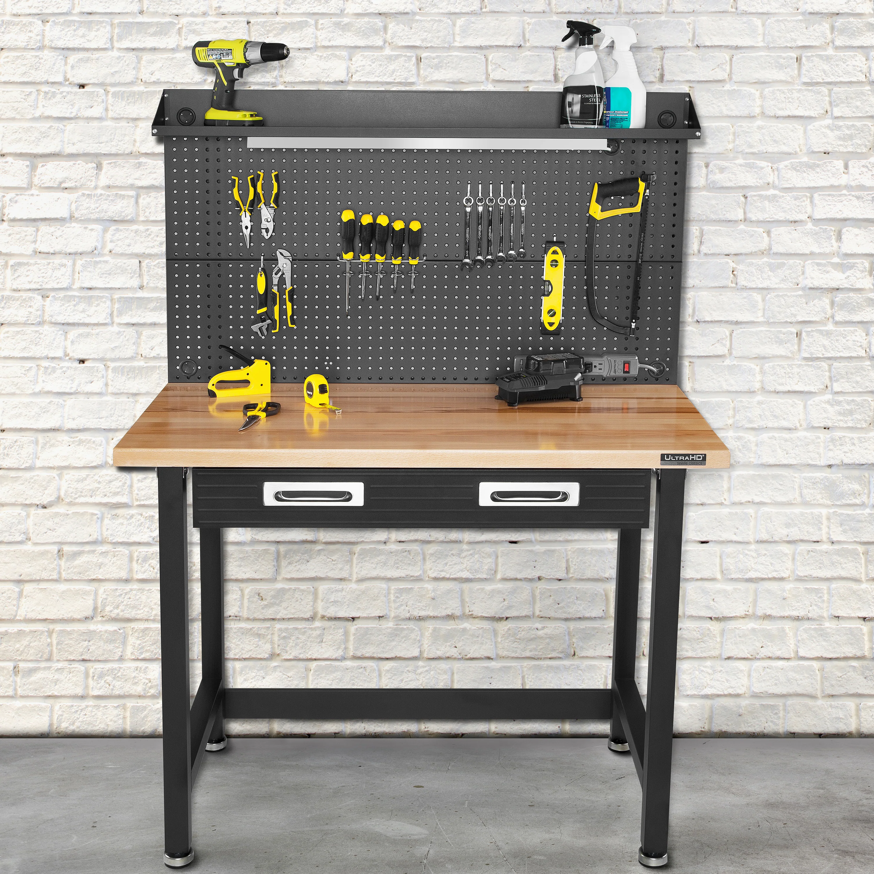 UltraHD® Lighted Workcenter w/ Wood Top and Pegboard - Image 8
