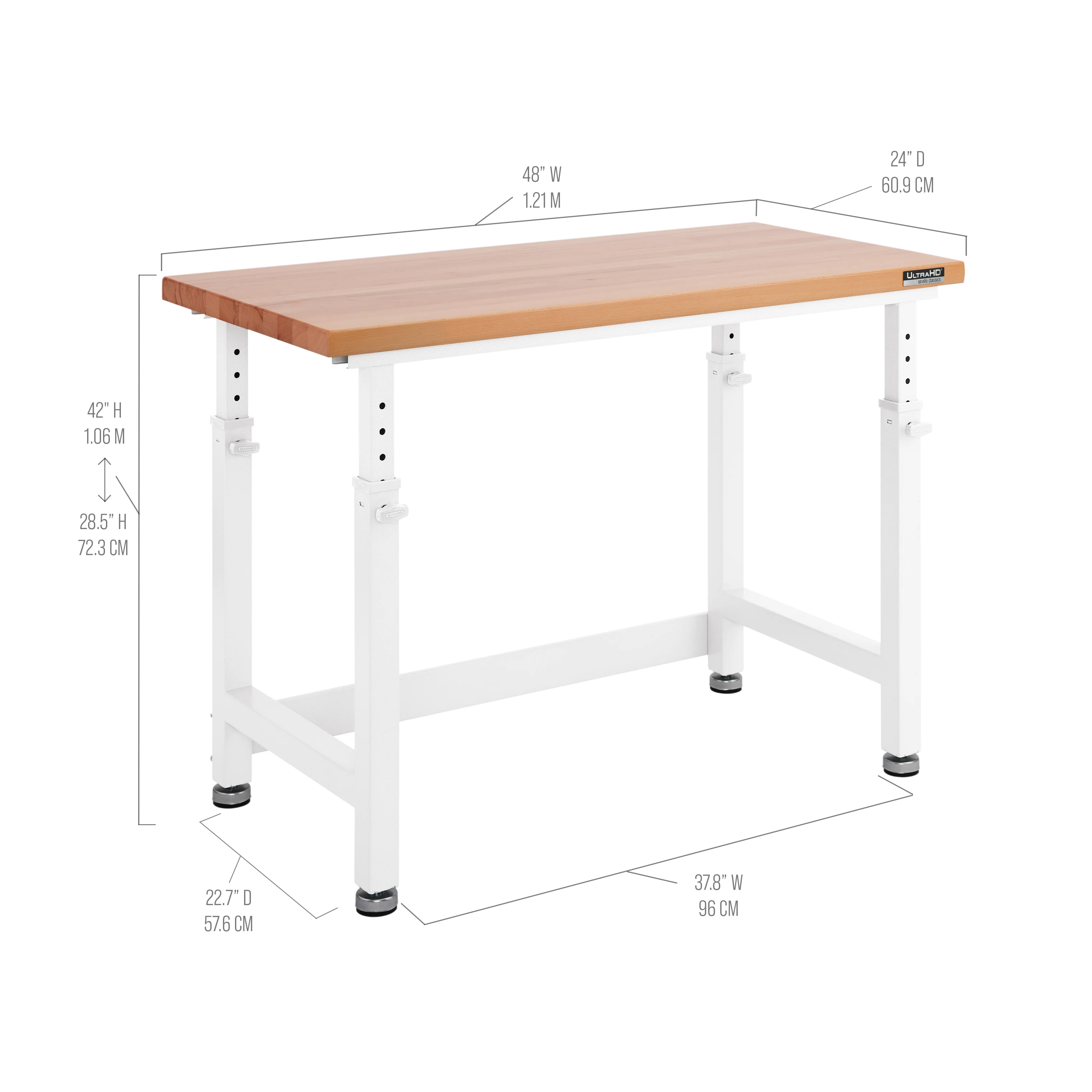 UltraHD® Height Adjustable Workbench, White - Image 4