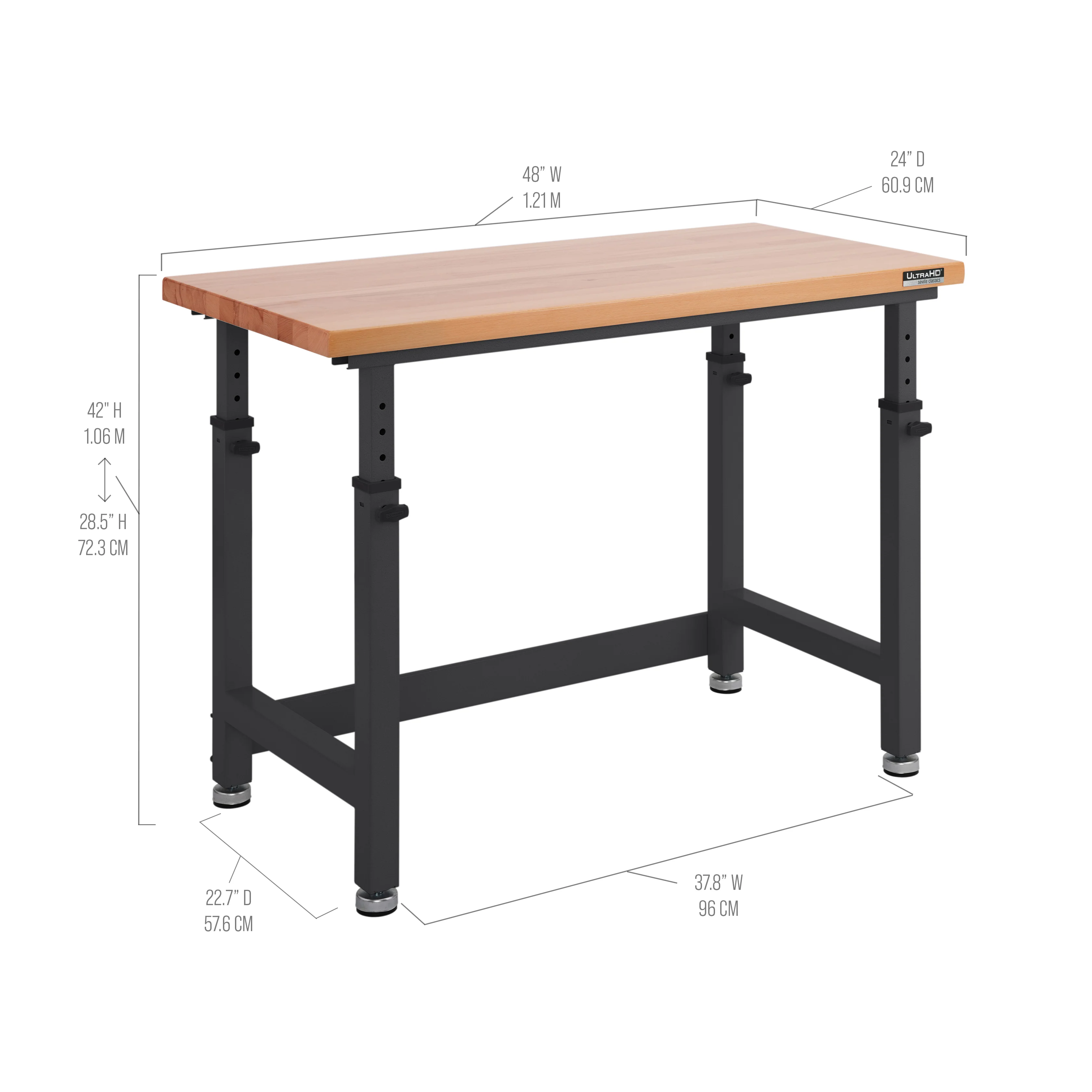 UltraHD® Height Adjustable Workbench, Graphite - Image 4