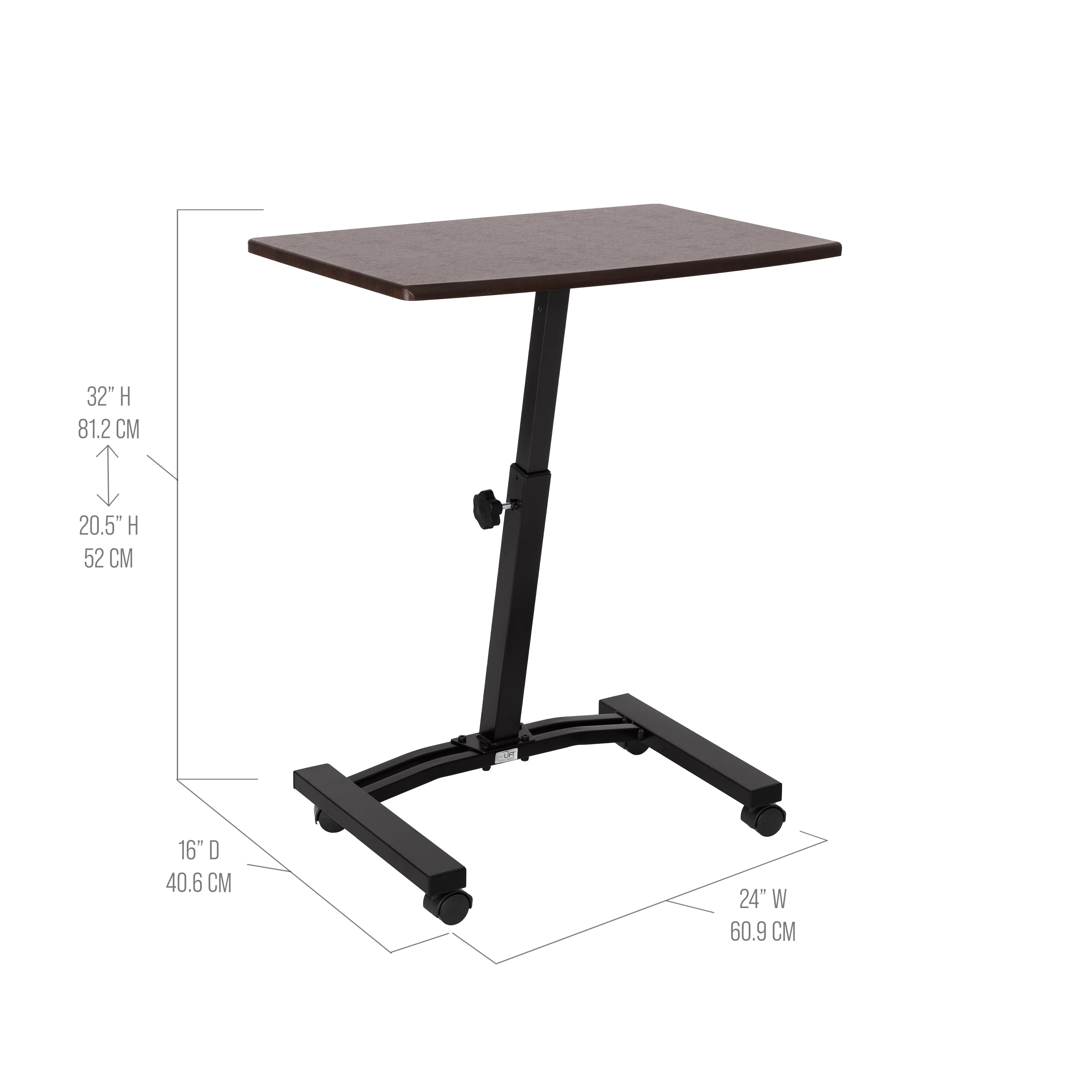 airLIFT® Mobile Laptop Sitting Desk Cart, Walnut - Image 2