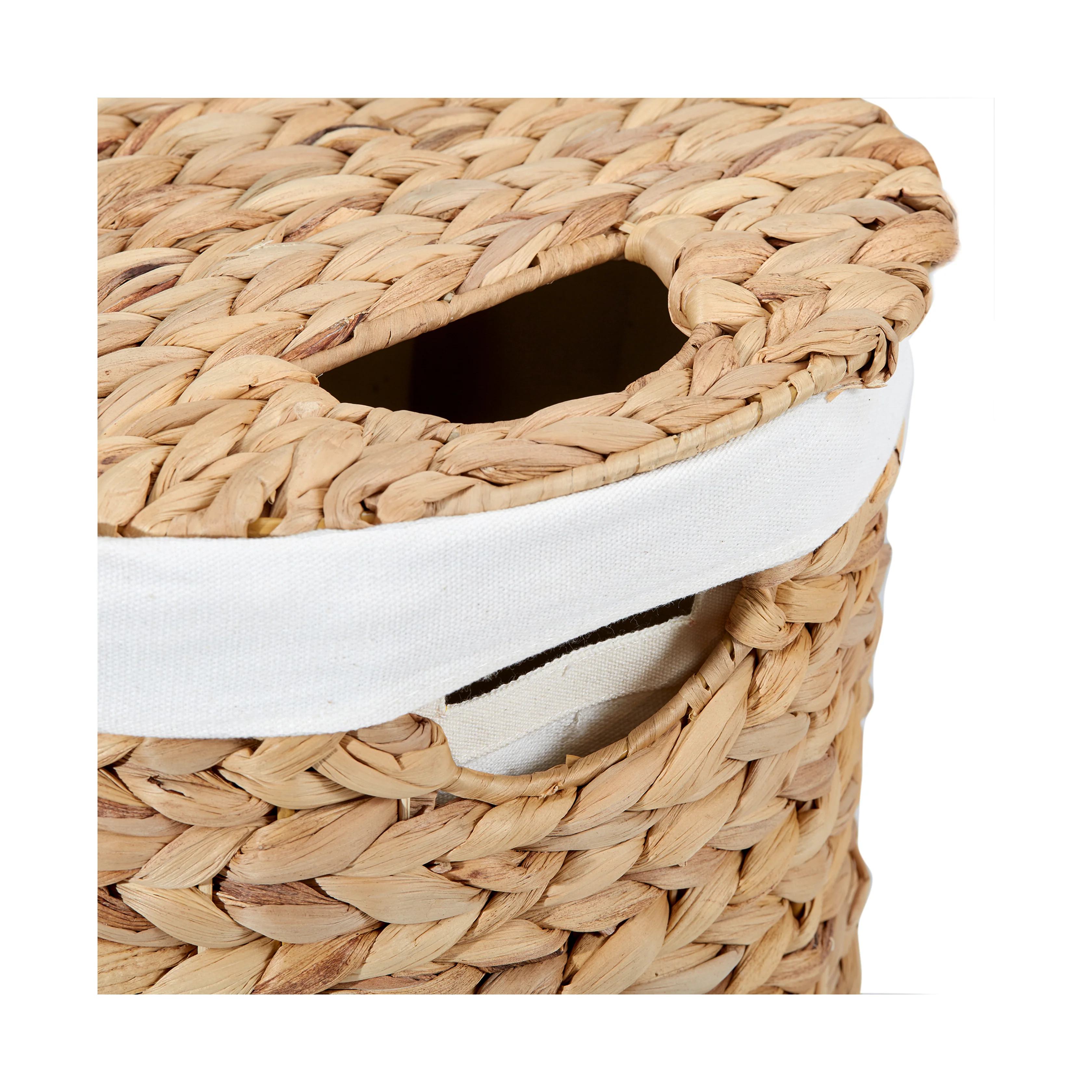 Natural Water Hyacinth Handwoven Lidded Oval Double Laundry Hamper - Image 7