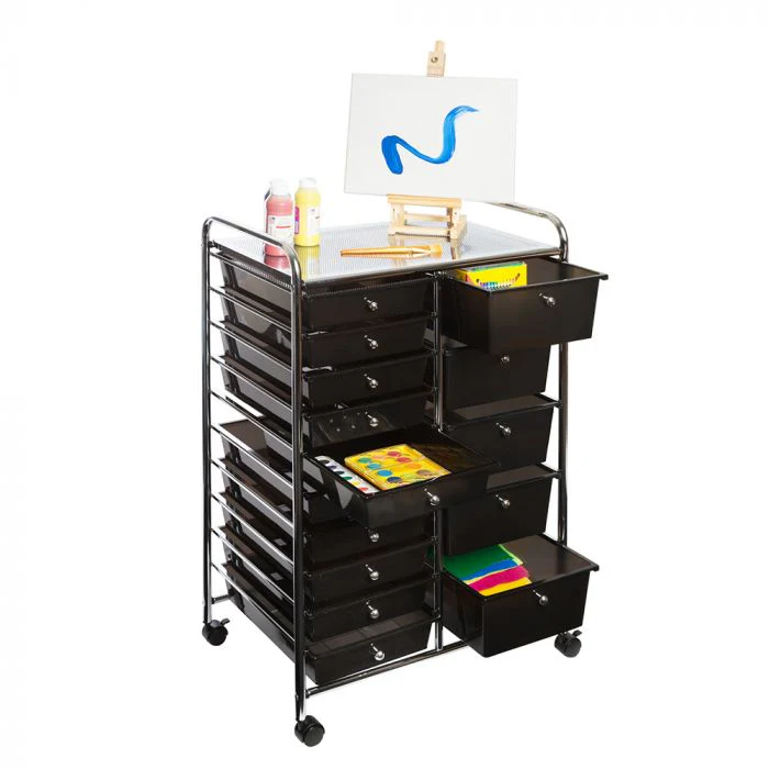 15-Drawer Rolling Organizer Cart, Black - Image 12
