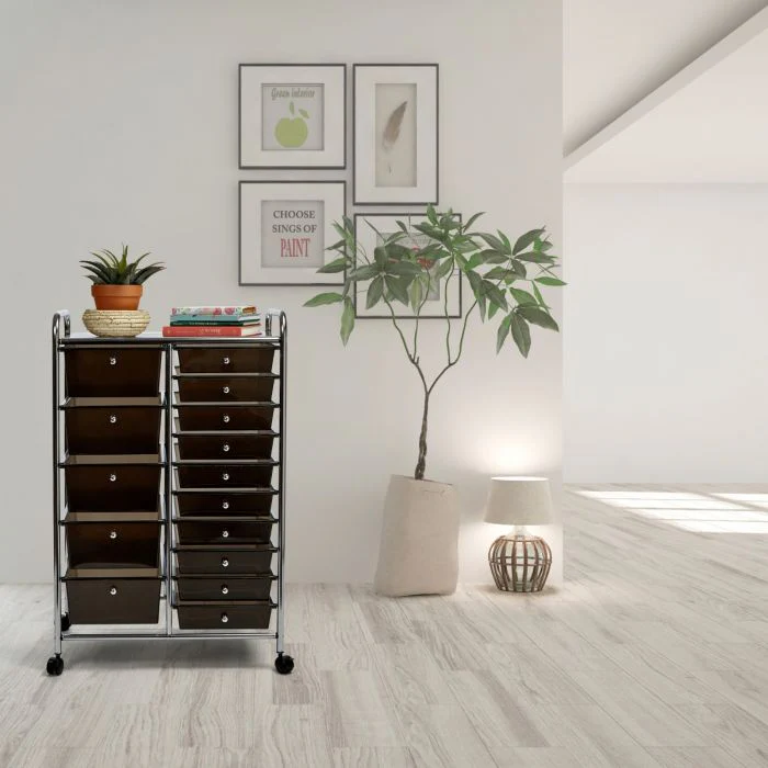 15-Drawer Rolling Organizer Cart, Black - Image 8