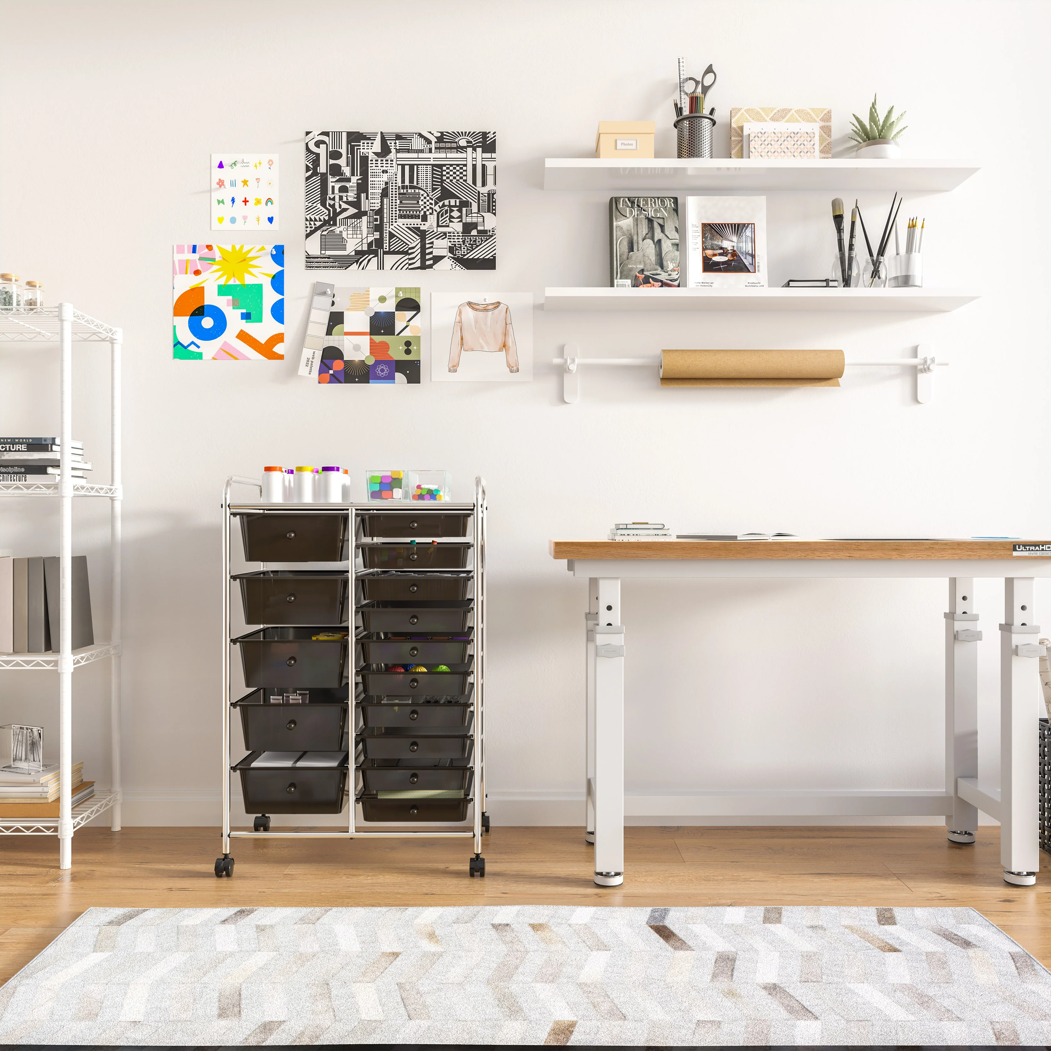 15-Drawer Rolling Organizer Cart, Black - Image 9