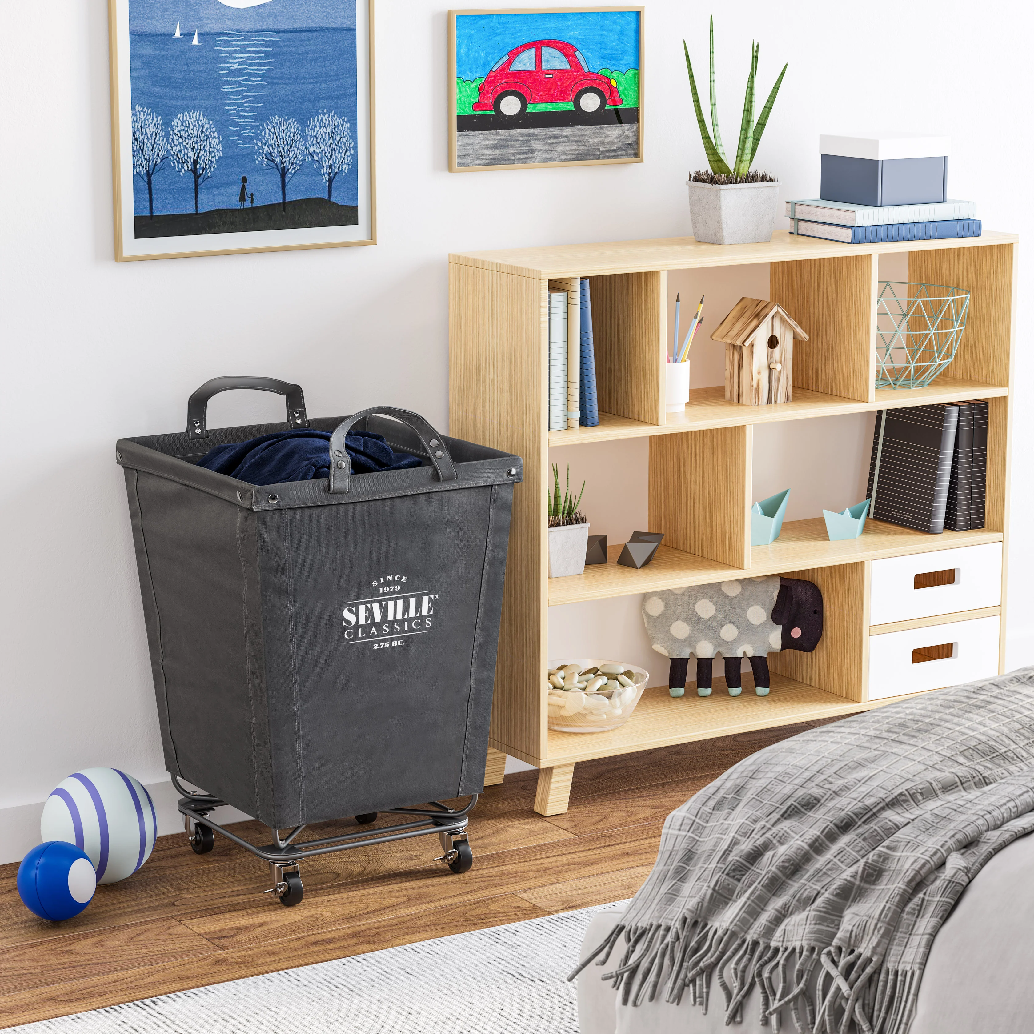 Heavy-Duty Rolling Laundry Hamper, Gray - Image 10
