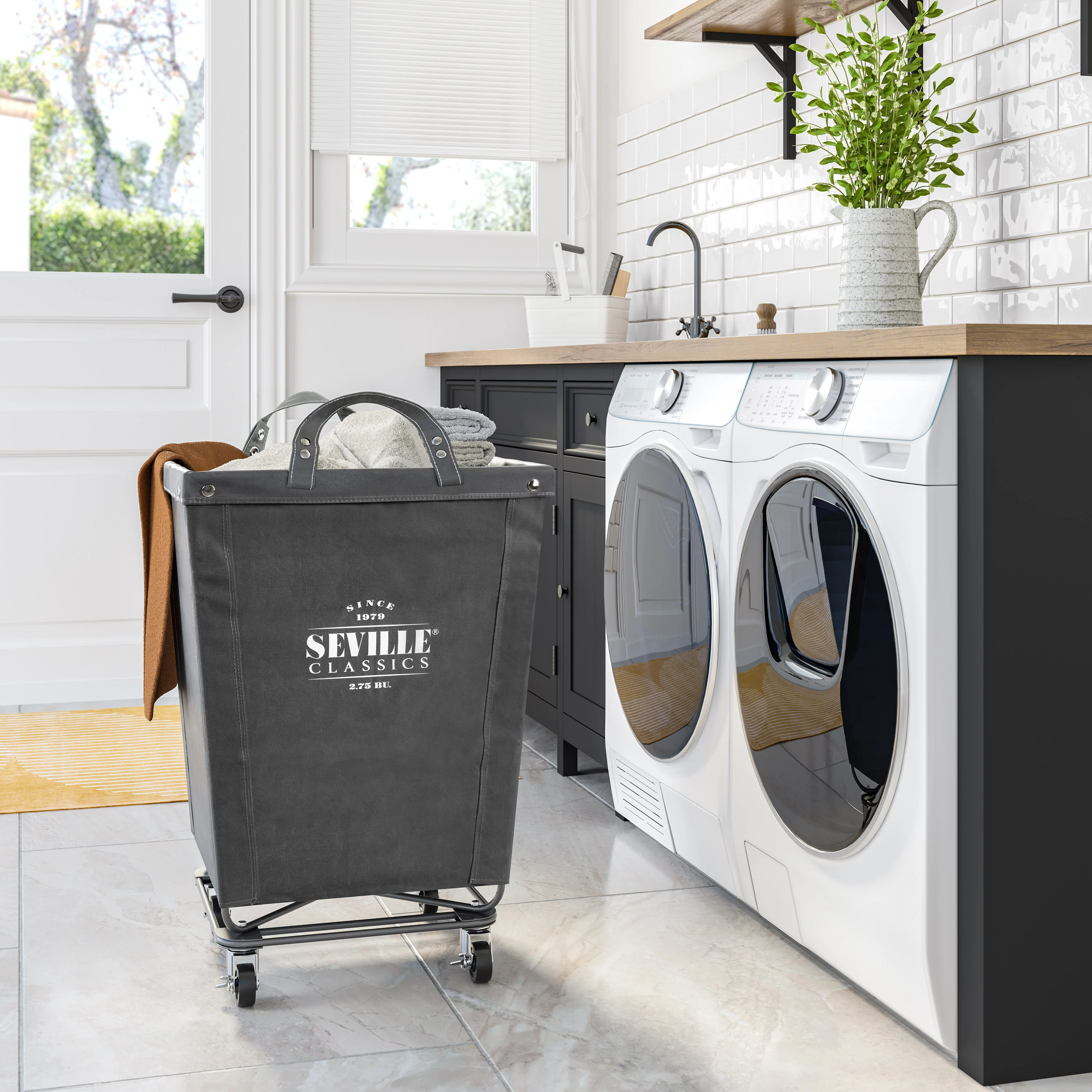 Heavy-Duty Rolling Laundry Hamper, Gray - Image 8
