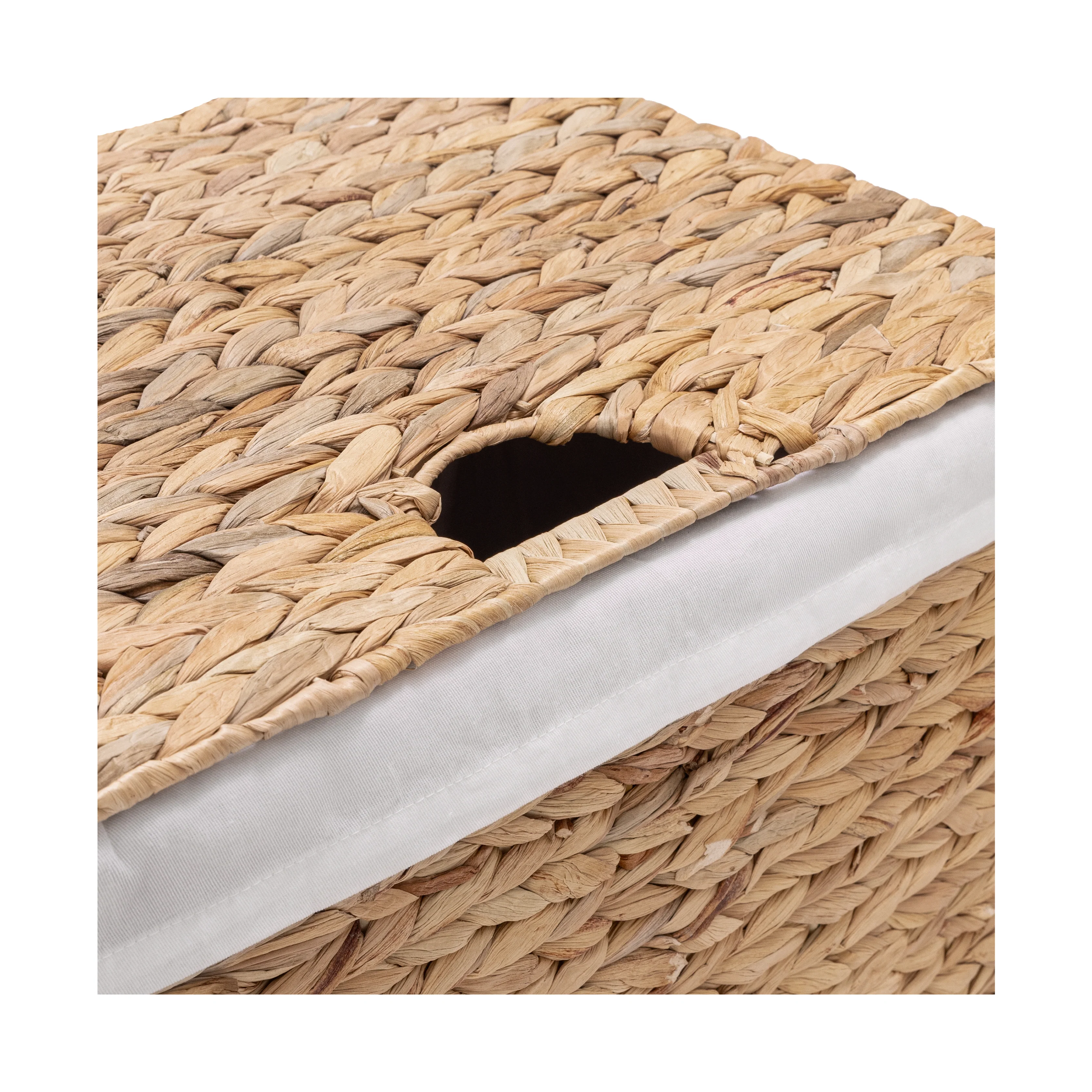 Natural Water Hyacinth Handwoven Lidded Laundry Hamper - Image 5