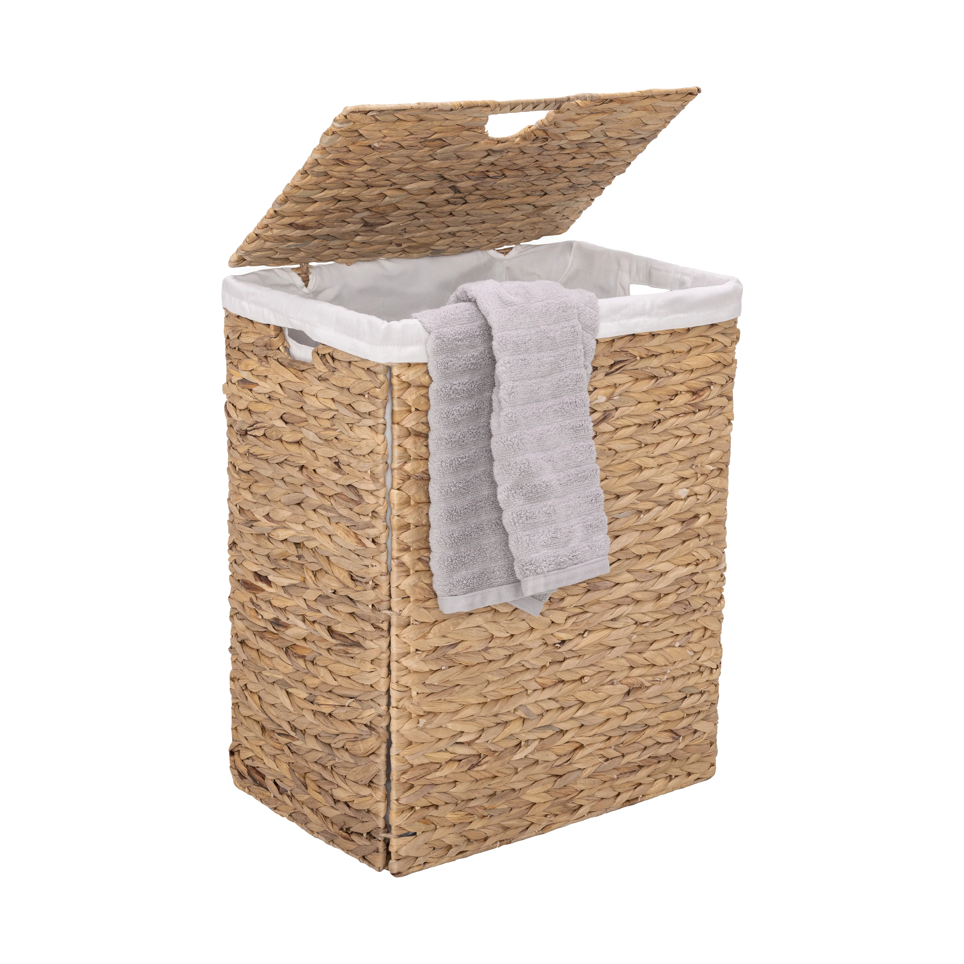 Natural Water Hyacinth Handwoven Lidded Laundry Hamper - Image 8
