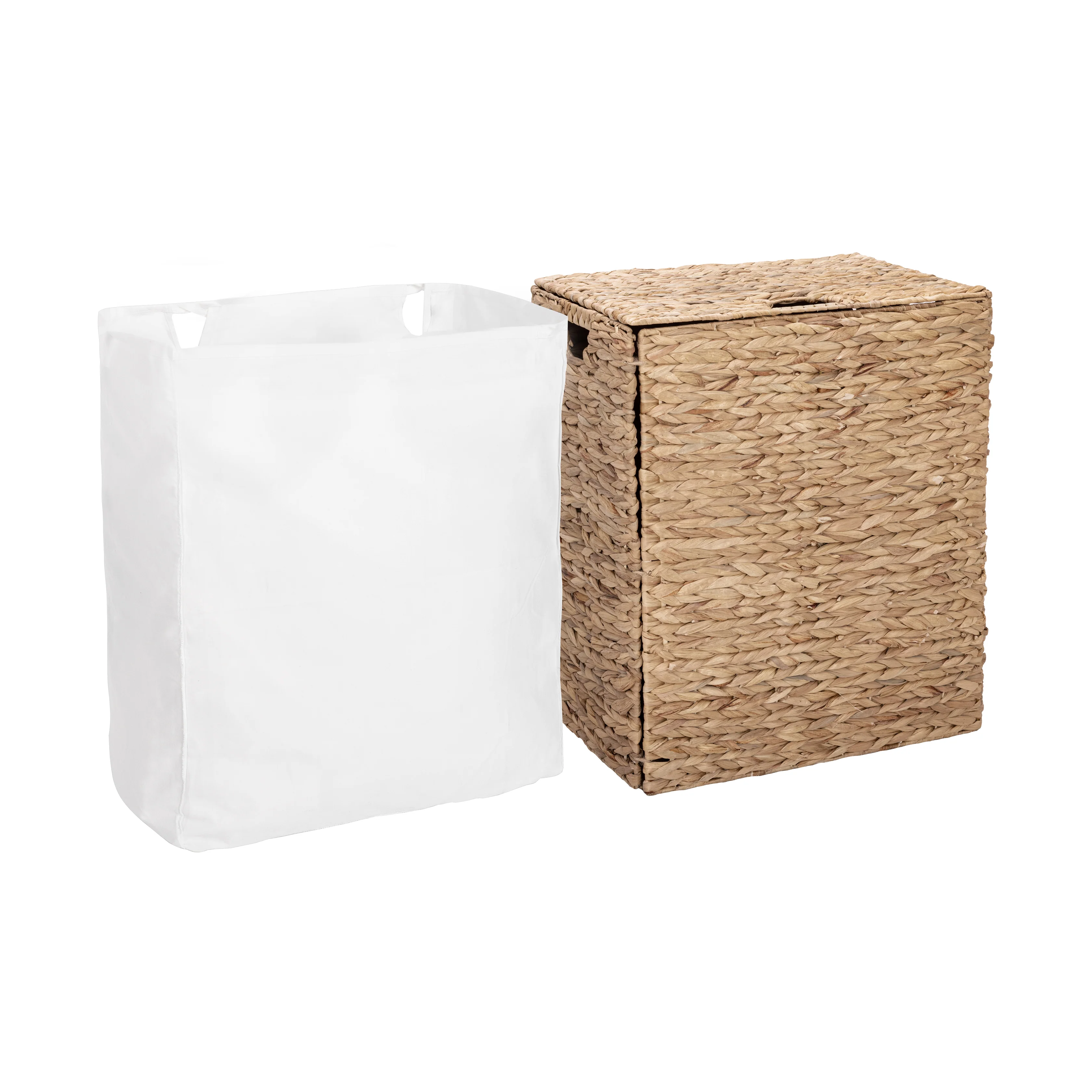 Natural Water Hyacinth Handwoven Lidded Laundry Hamper - Image 9