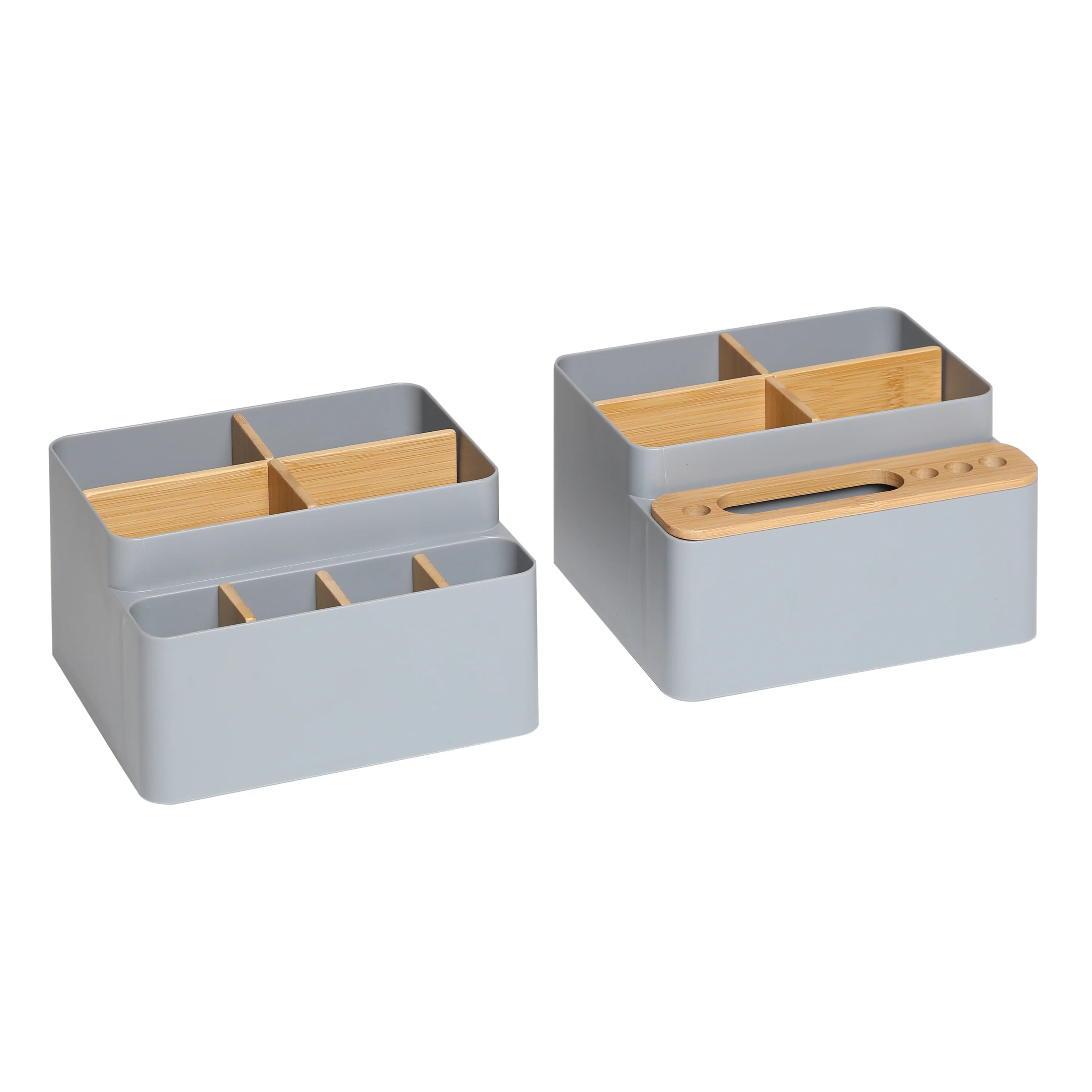 2-Piece Bamboo Caddy Set, Gray - Image 2