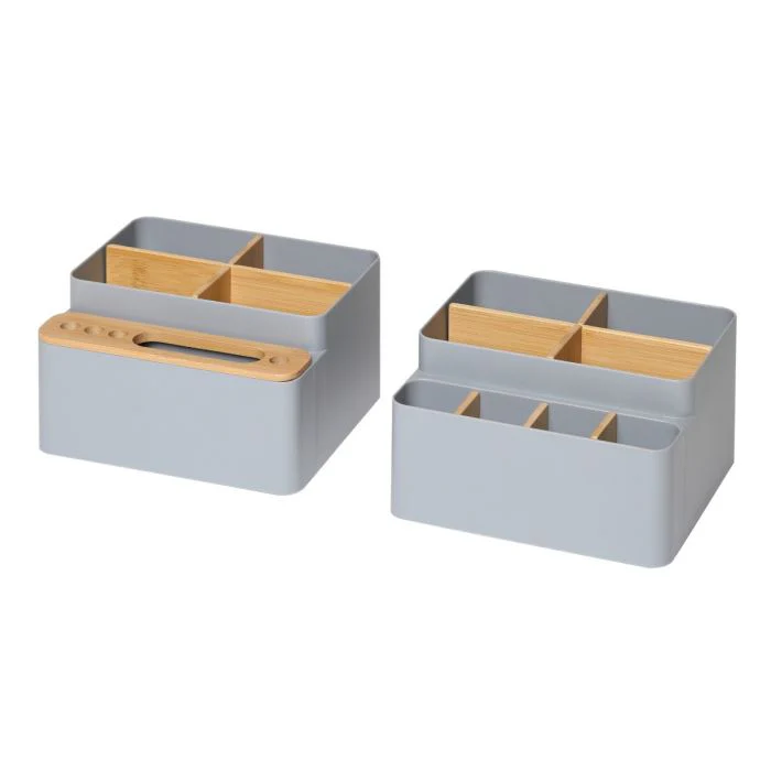 2-Piece Bamboo Caddy Set, Gray - Image 3