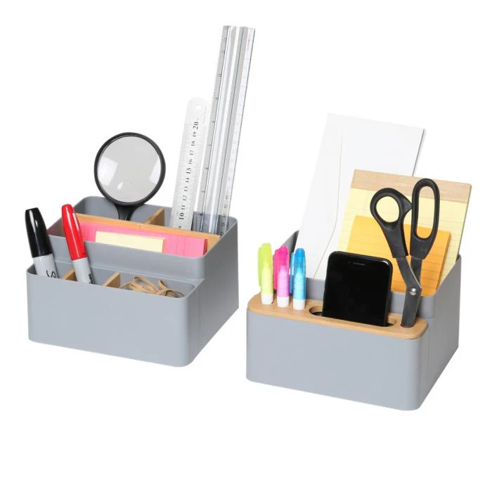 2-Piece Bamboo Caddy Set, Gray - Image 6