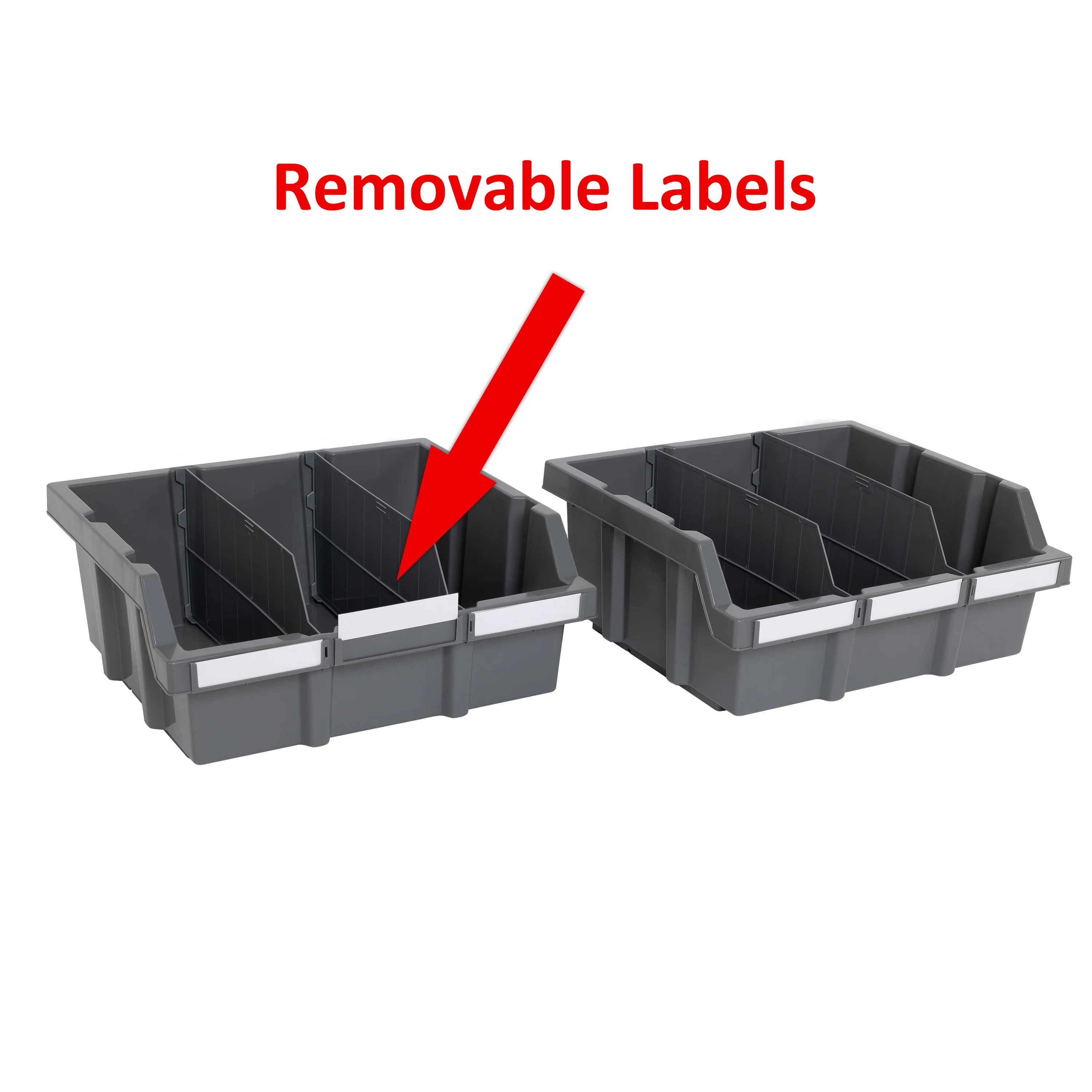 XL Grey Bins for Commercial Bin Rack (2-Pack) - Image 2