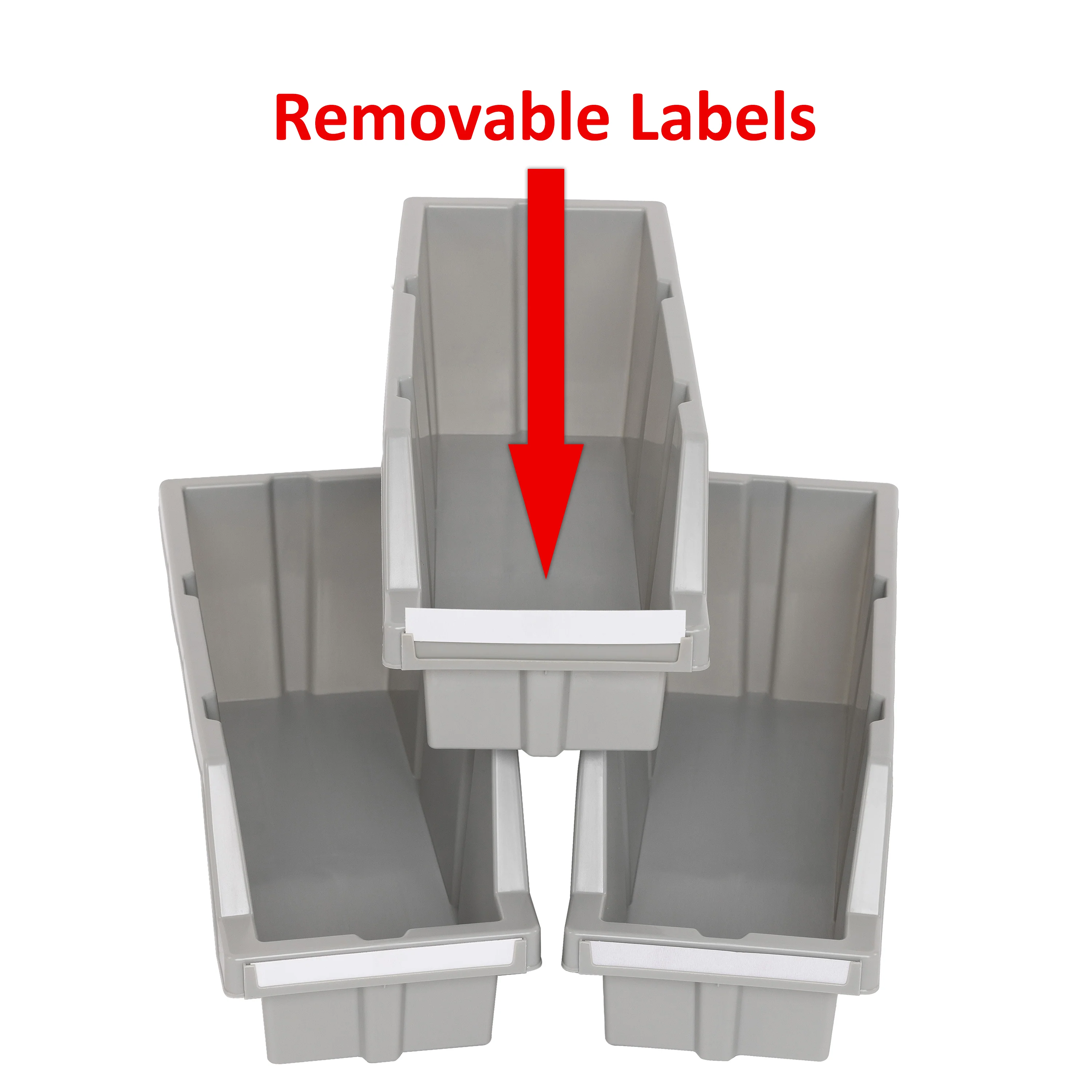 Medium Grey Bins for Commercial Bin Rack, Medium (3-Pack) - Image 2