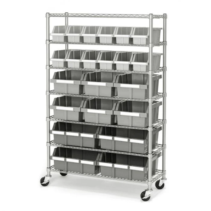 Medium Grey Bins for Commercial Bin Rack, Medium (3-Pack) - Image 6